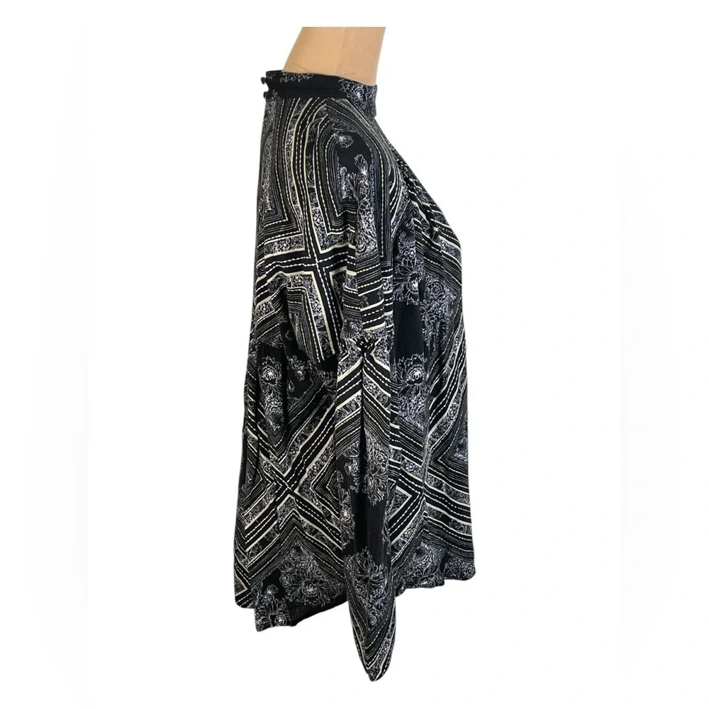 Free People Womens Walking On A‎ Dream Tunic Blouse Black White Oversized S boho